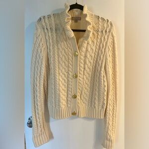 J. Crew ruffle neck cardigan large